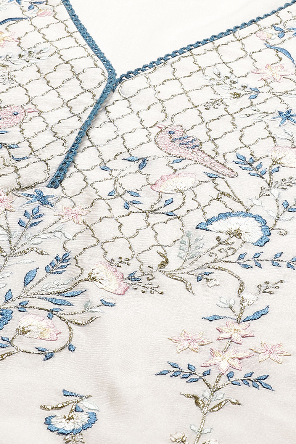 White Cotton Art Silk Straight Kurta Palazzo Suit Set image number 1