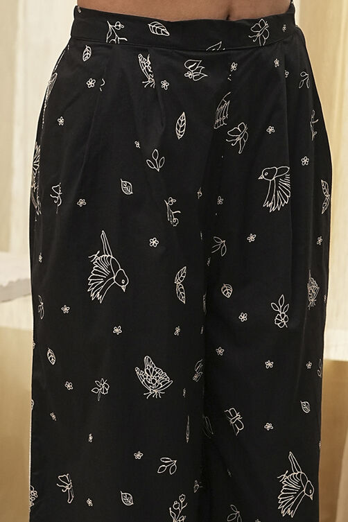 Black Printed Asymmetric Kurta Set image number 2