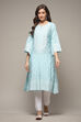 Blue Viscose Straight Printed Kurta image number 1