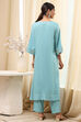 Dull Blue Solid A-Line Suit Set image number 4