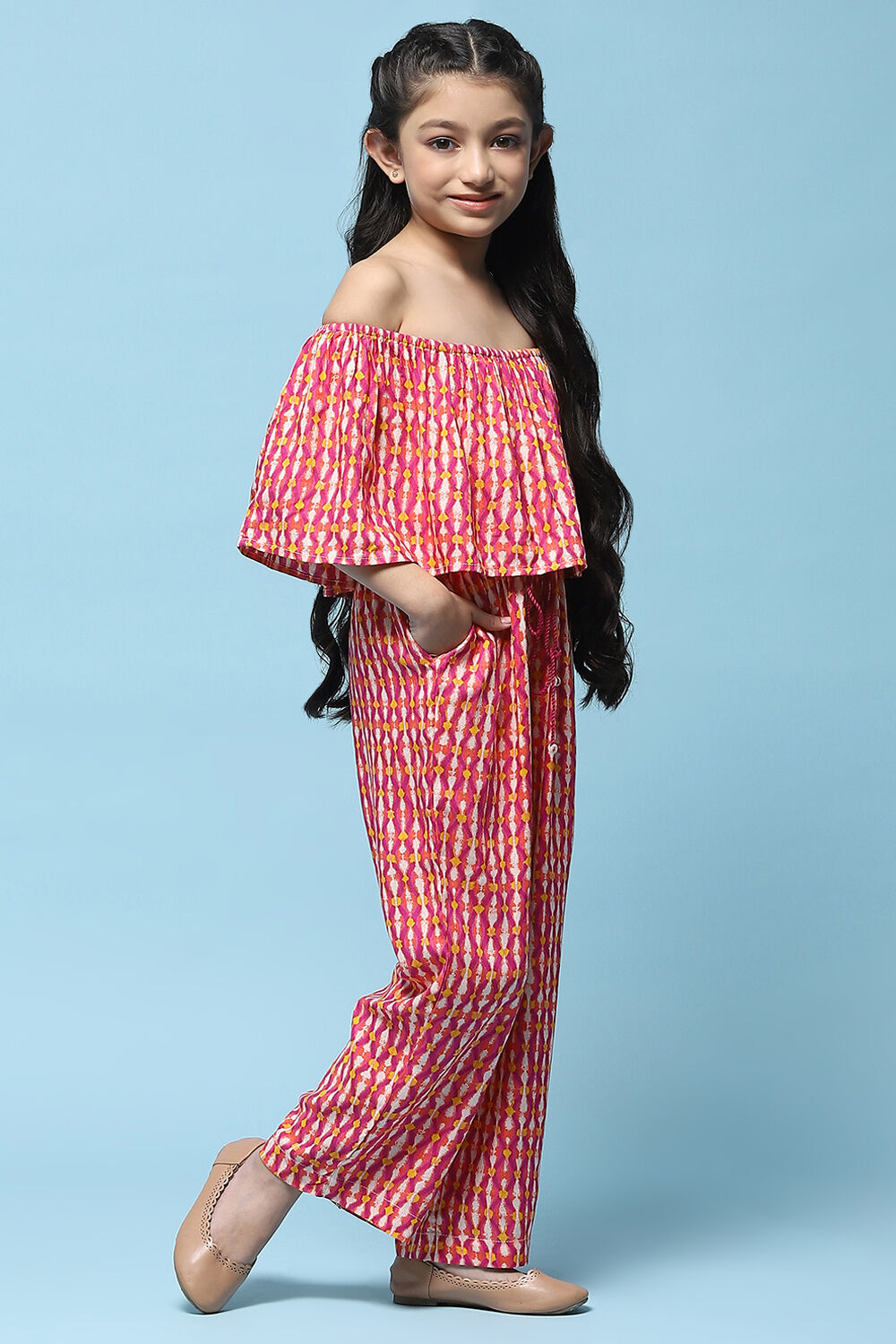 Pink Printed Rayon Jumpsuit image number 4