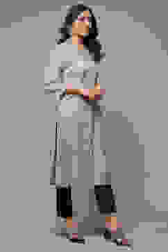 Beige LIVA Straight Printed Kurta image number 4