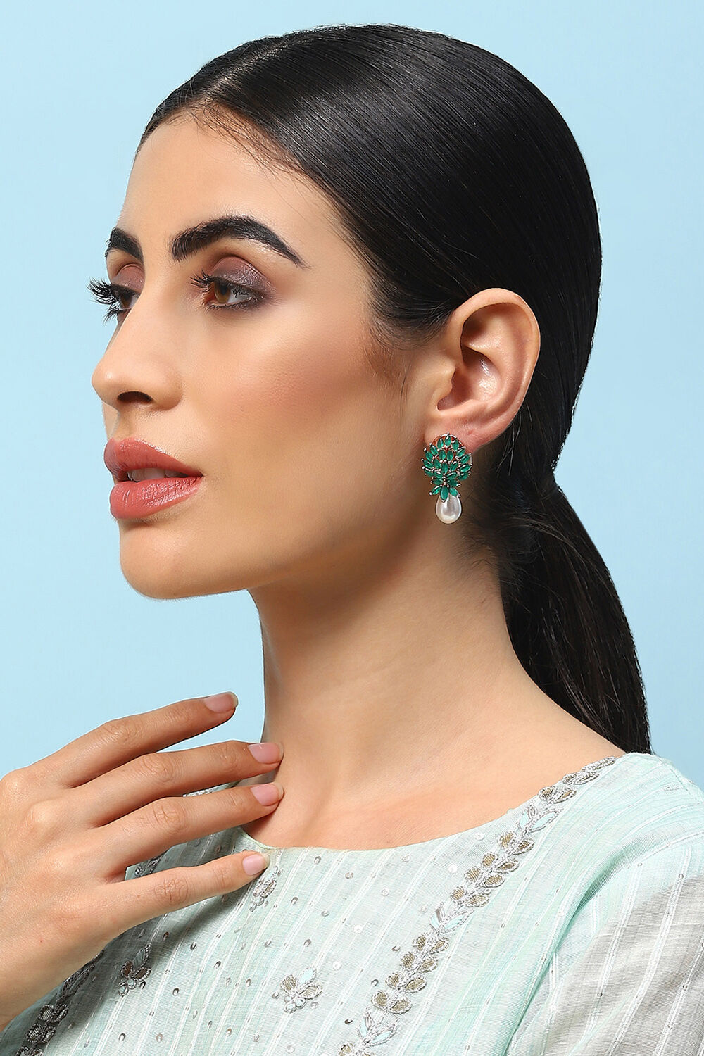 Green Brass Earrings image number 3