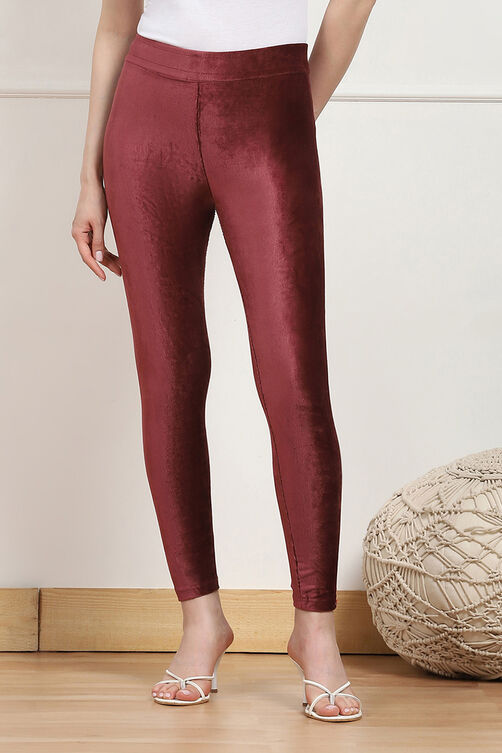 Brown Viscose Solid Pant image number 4
