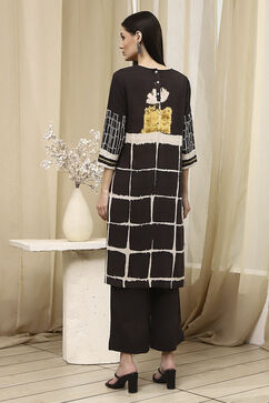 Coffee Brown Printed Straight Kurta Set image number 4