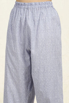Blue Cotton Unstitched Suit Set image number 3
