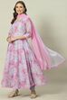 Powder Blue Printed Anarkali Kurta Churidar Suit Set image number 6