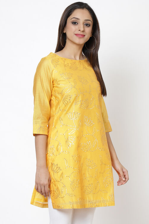 Blue Art Silk Short Yarndyed Kurti image number 0