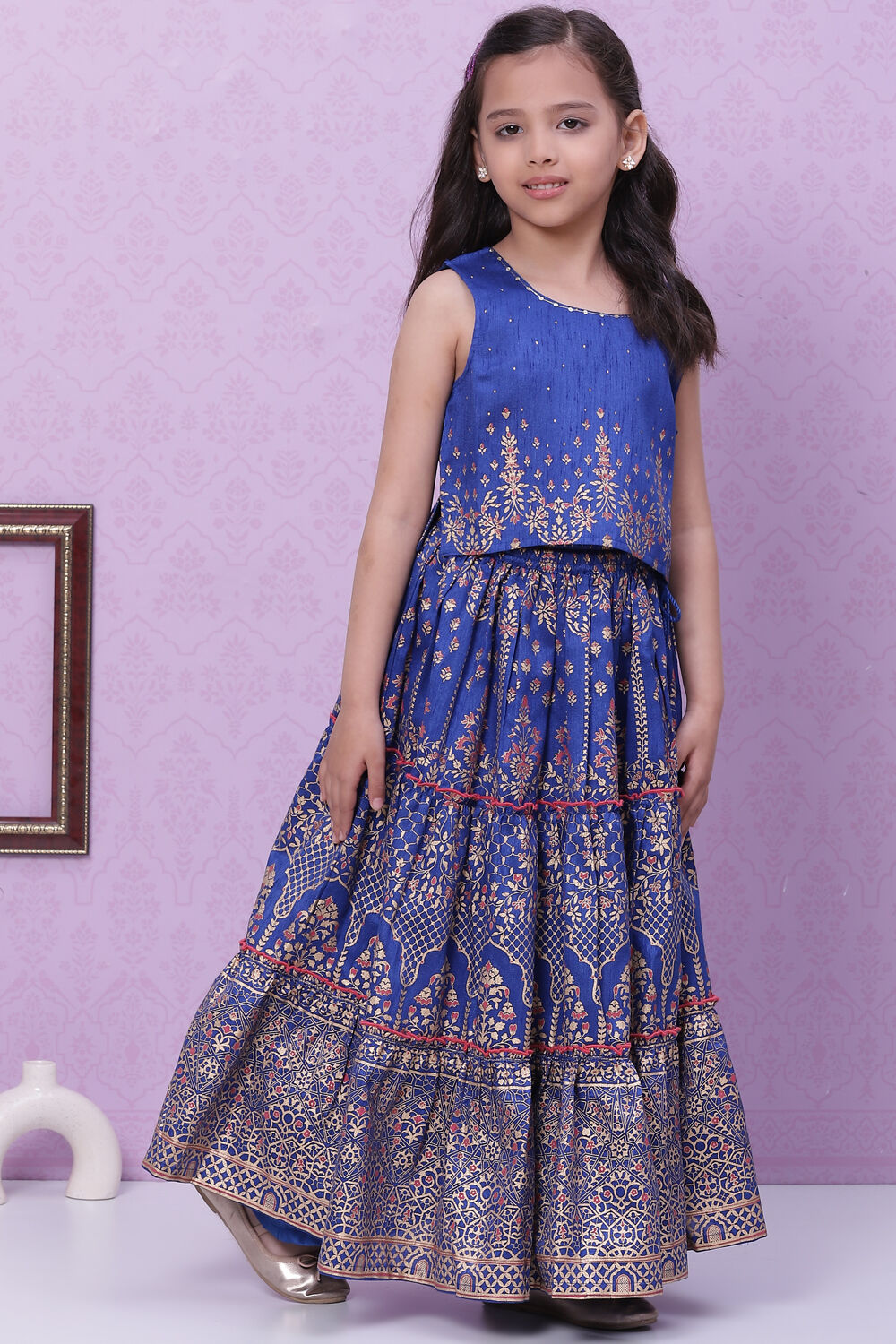 Green Art Silk Flared Lehenga image number 5