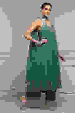 Emarlend Green Polyester Kalidar Printed Suit Set image number 5