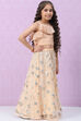 Peach Art Silk Layered Lehenga Set image number 5