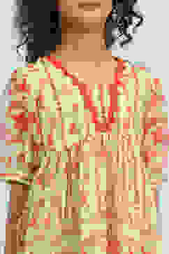 Lime Green Georgette Printed Peplum Suit Set image number 1