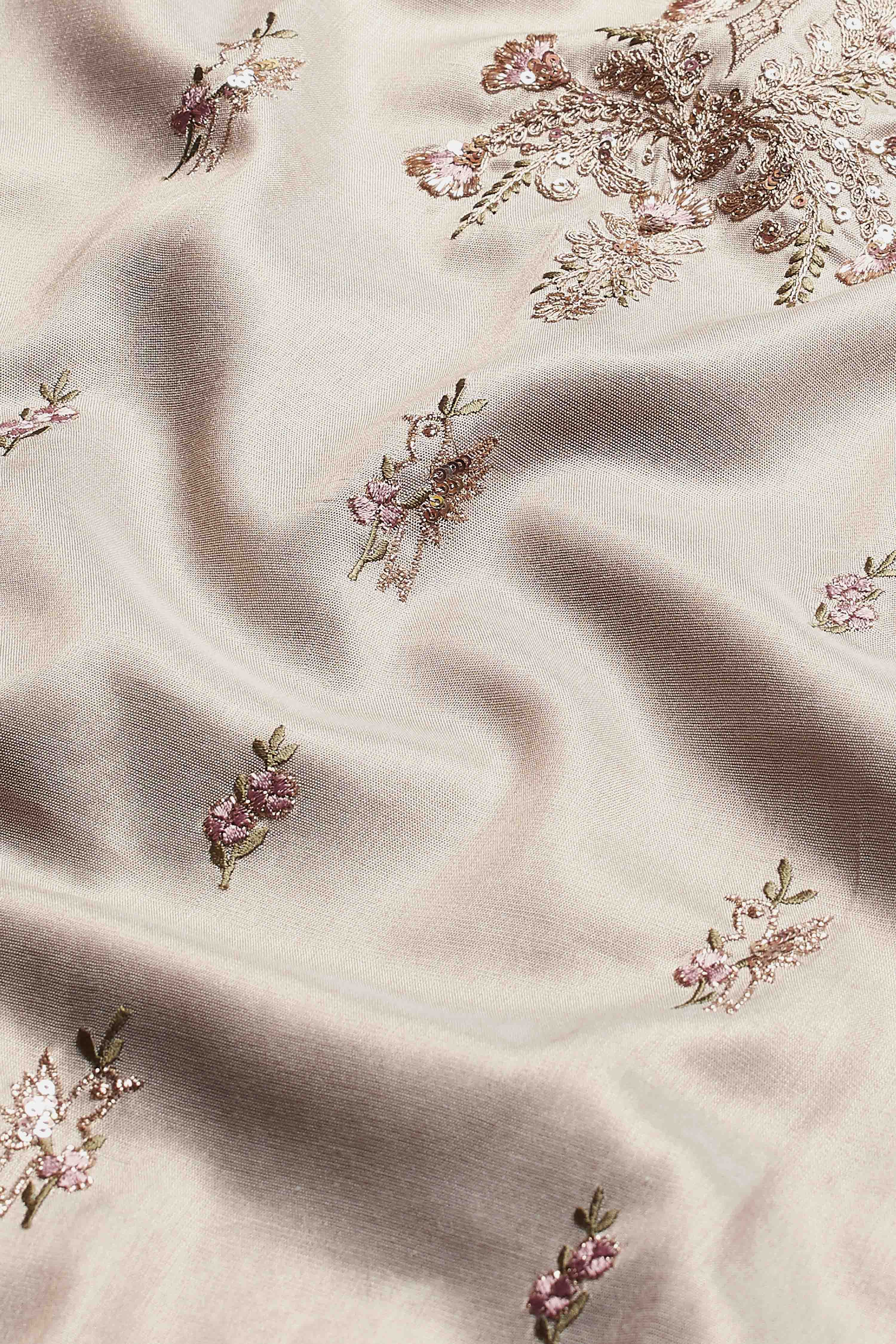 Off-White Cotton Embroidered Straight Kurta Set image number 3