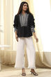 Black Cotton Printed A-Line Short Kurta image number 0
