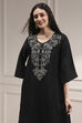 Black Textured Straight Kurta Pants Set image number 1