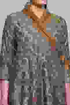 Brown Cotton Anarkali Yarndyed Suit Set image number 1