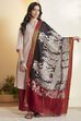 Black Chennur Silk Kalamkari- Inspired Dupatta image number 6