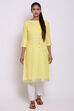 Yellow Viscose Cotton A-Line Yarndyed Kurta image number 0