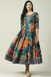 Red Cotton Flared Fusion Printed Dress image number 0