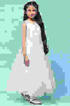 Ivory Cotton Blend Flared Kurta Churidar Suit Set Suit Set image number 8