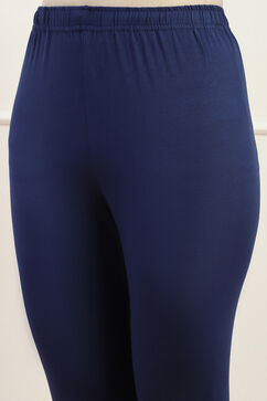 Navy Cotton Blend Solid Churidar image number 1