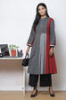 Black Straight Cotton Fusion Wear 2 Piece Set image number 4