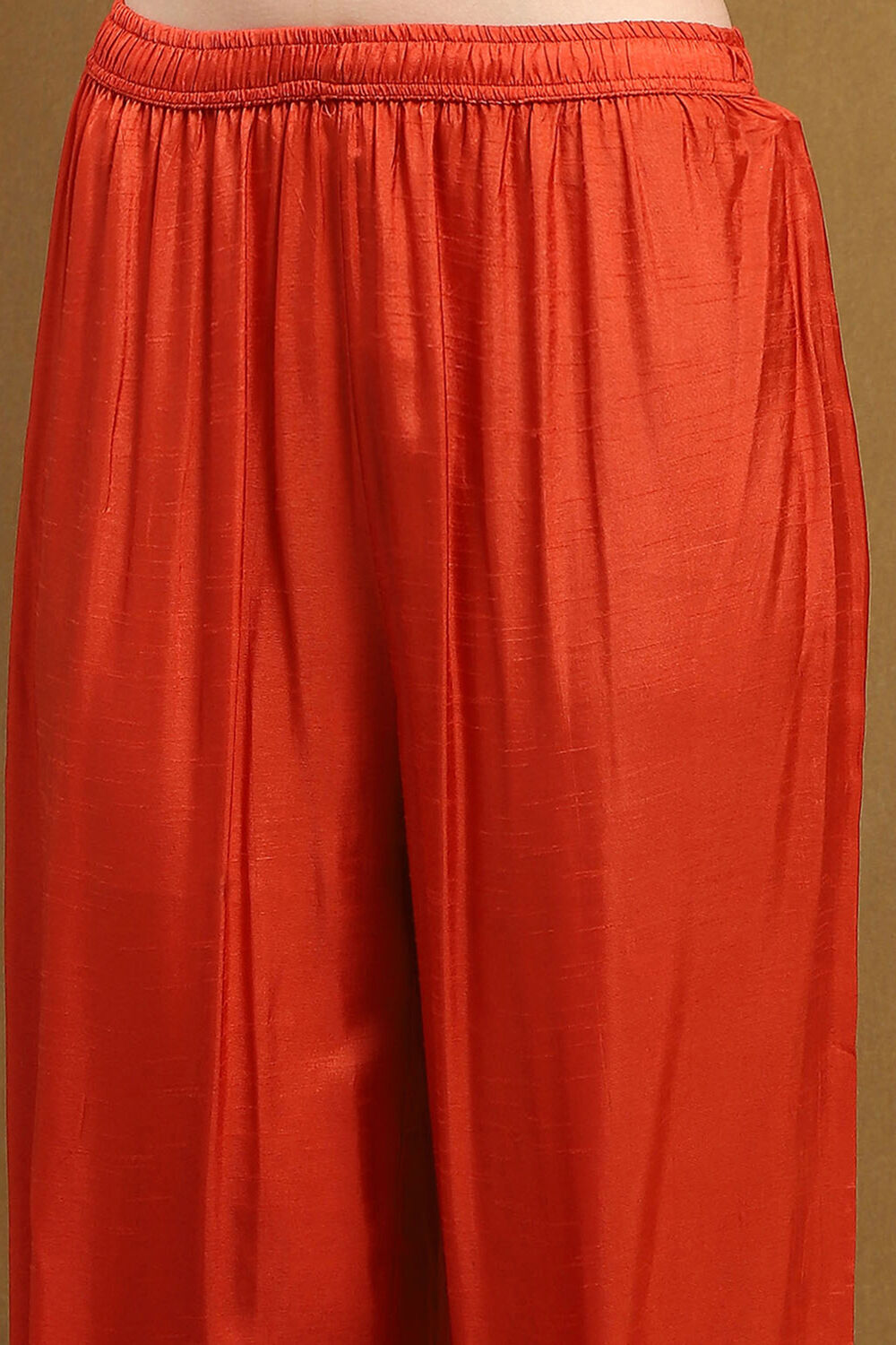 Orange Silk Embroidered Festive Straight Suit Set image number 2