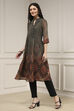 Charcoal-Rust Polyester Straight Printed Kurta image number 2