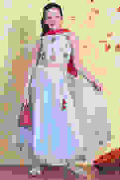 Sky Blue Printed Flared Lehenga Set image number 0