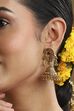 Gold Plated Brass Minimal Stone Studded Jhumkas image number 4