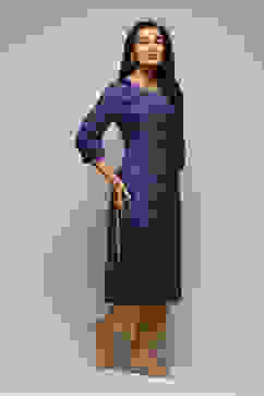 Purple Viscose Straight Printed Kurta image number 5