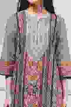 Brown Cotton Printed Straight Suit Set image number 1