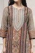 Brown Cotton Printed Straight Suit Set image number 1