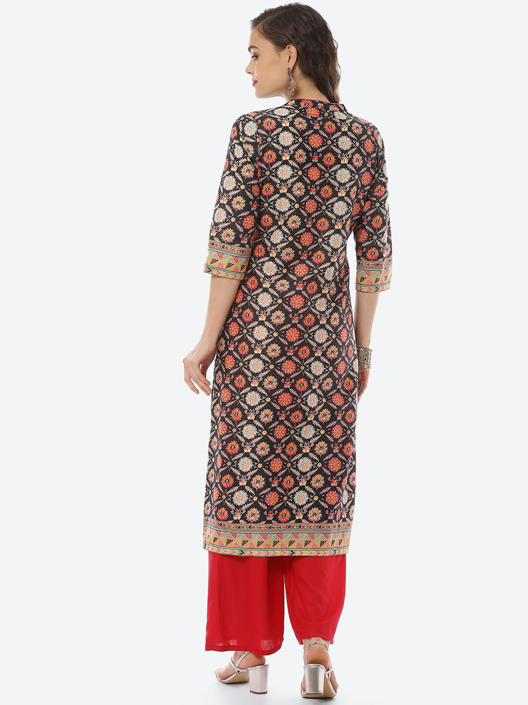 Black Cotton Straight Kurta image number 4