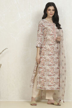 Military Green Cotton Unstitched Suit Set image number 6