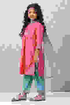 Peach Art Silk Straight Kurta Salwar Suit Set image number 0