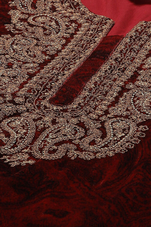 Red Velvet Straight Kurta image number 1