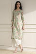 Yellow Cotton Blend Printed Straight Kurta image number 0