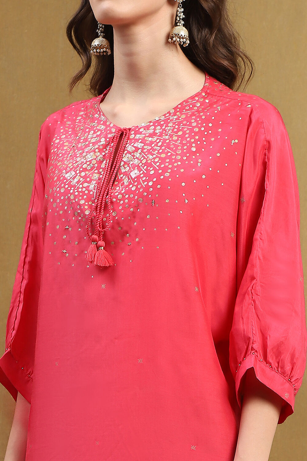 Pink Viscose Blend Straight Kurta image number 1