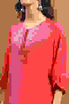 Pink Viscose Blend Straight Kurta image number 1