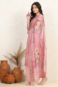 Purple Muslin Unstitched Suit Set image number 4