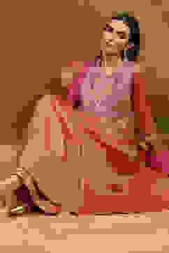 Old Rose-Toned Zari Cotton Embroidered Anarkali Suit Set image number 0