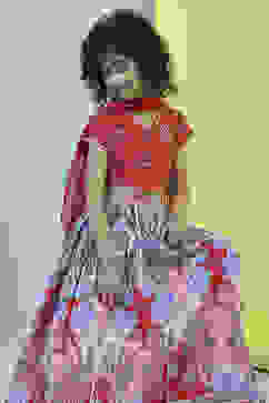 Red Cotton Printed Flared Lehenga Set image number 7