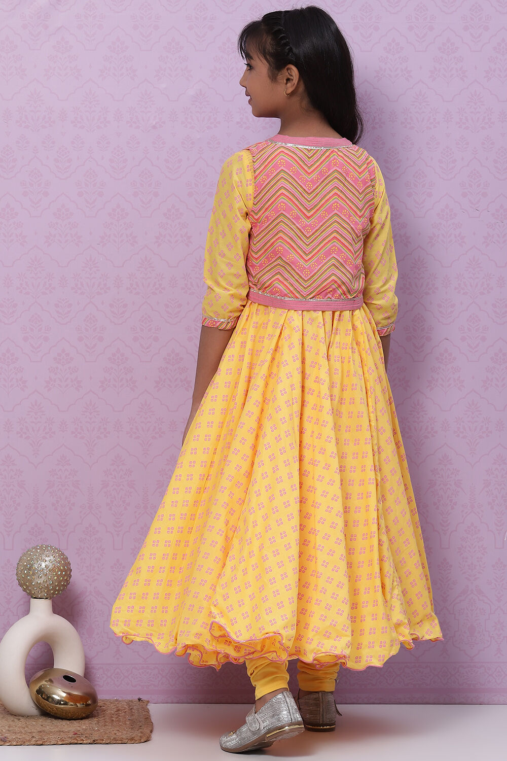 Yellow Cotton Anarkali Suit image number 4