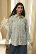 Blue Cotton Printed Straight Shirt image number 5