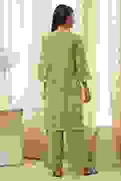 Mehendi Green Cotton Printed Straight Suit Set image number 4