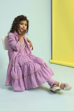 Violet Cotton Tiered Suit Set image number 0