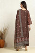 Teal Chanderi Katha Work Unstitched Suit Set image number 5