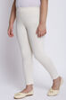 Off White Cotton Lycra Solid Leggings image number 2