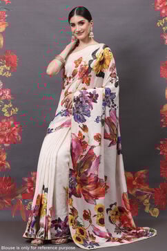 Rohit Bal Off White Cotton Silk Printed Saree image number 3